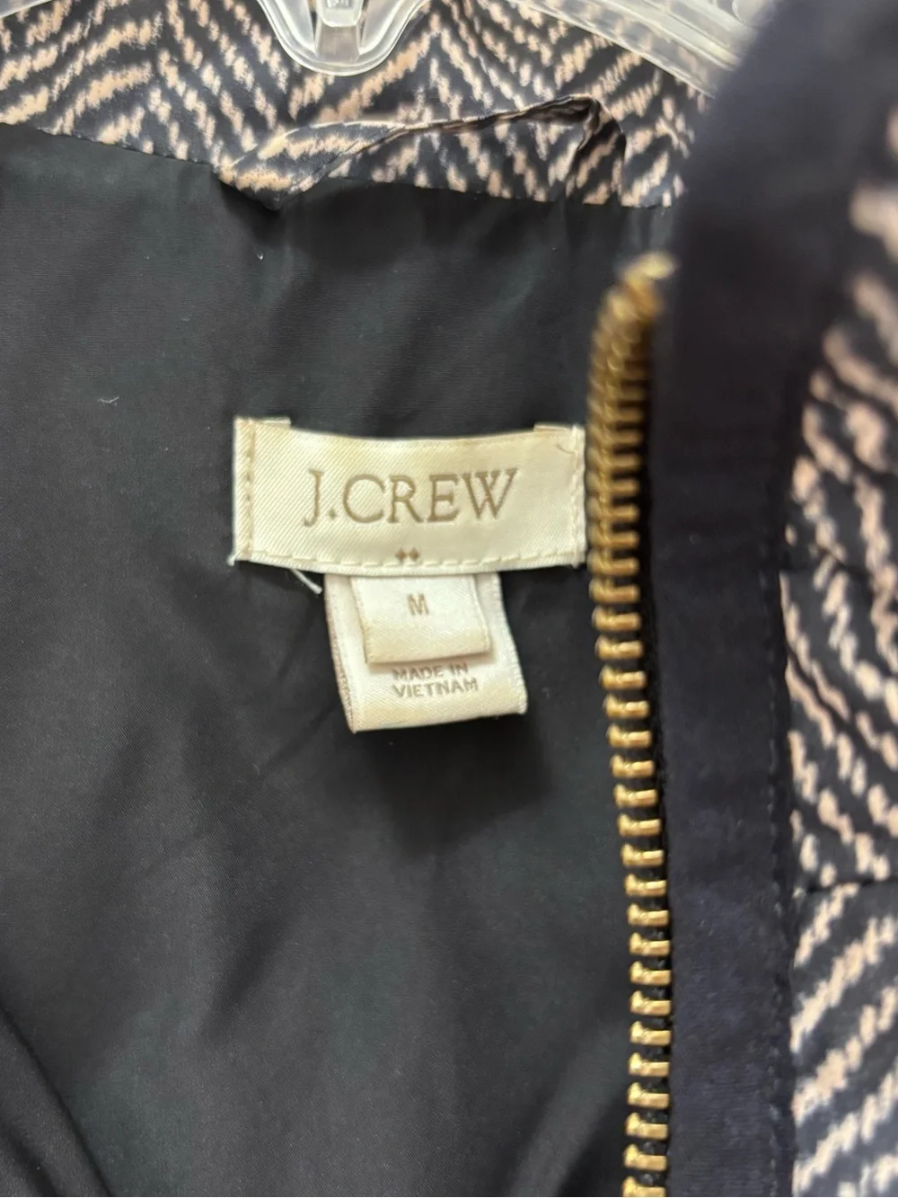 J Crew Herringbone Quilted Vest - Black & Light Tan